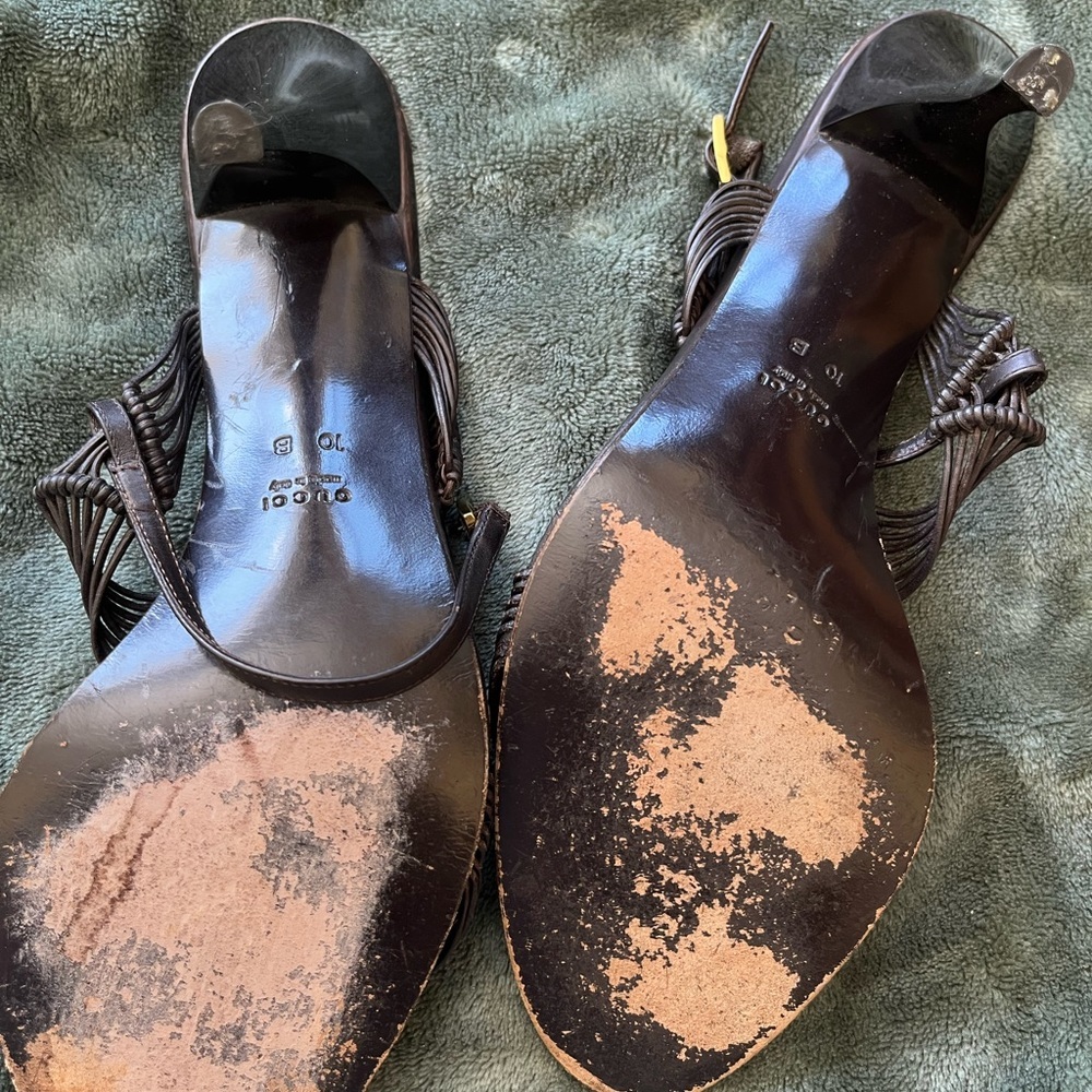 Brown leather summer heels - Picture 5 of 8